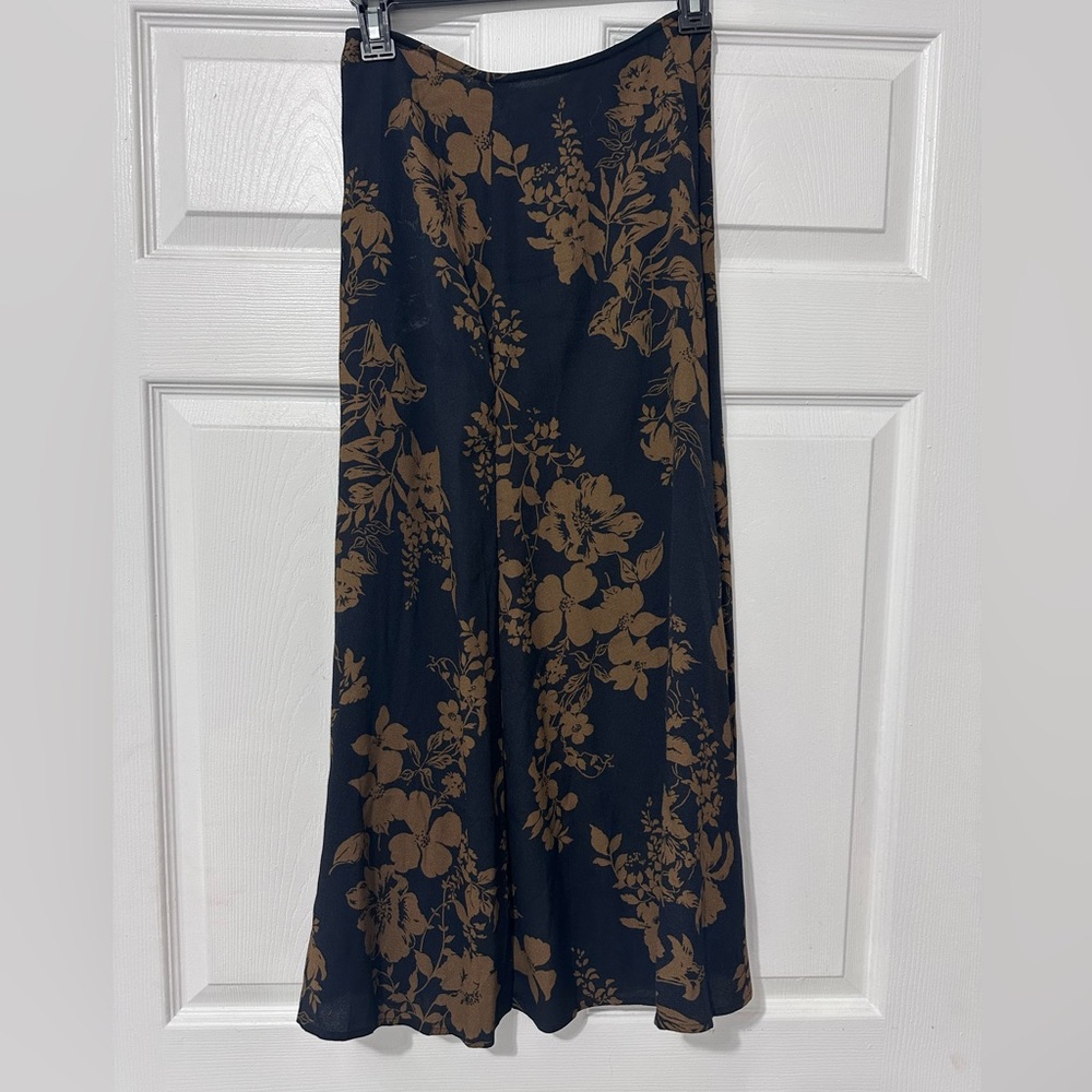 Reformation Black and Brown Floral Skirt